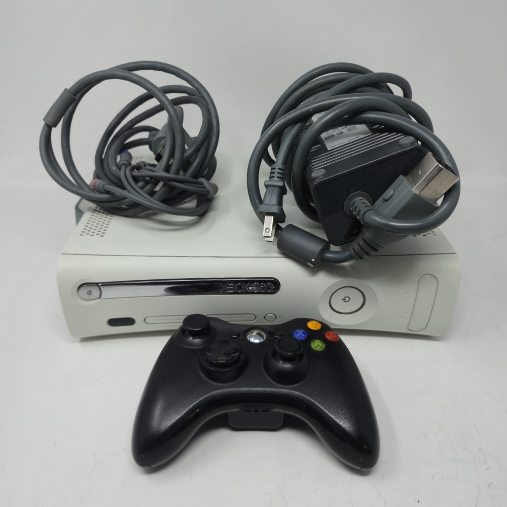 Microsoft Xbox 360 White Console Bundle Tested 14gb HDD 203W PSU Controller + AV